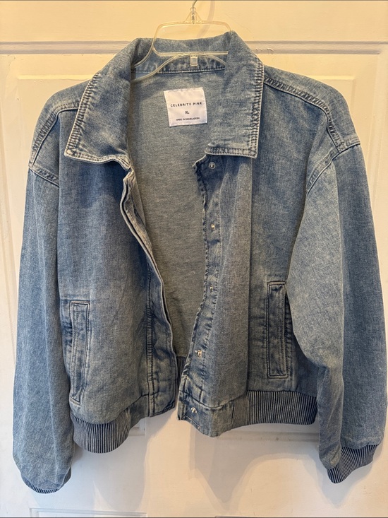 Celebrity Pink Jackets & Blazers - Celebrity Pink Light Wash Denim Bomber Jacket - Light Blue
